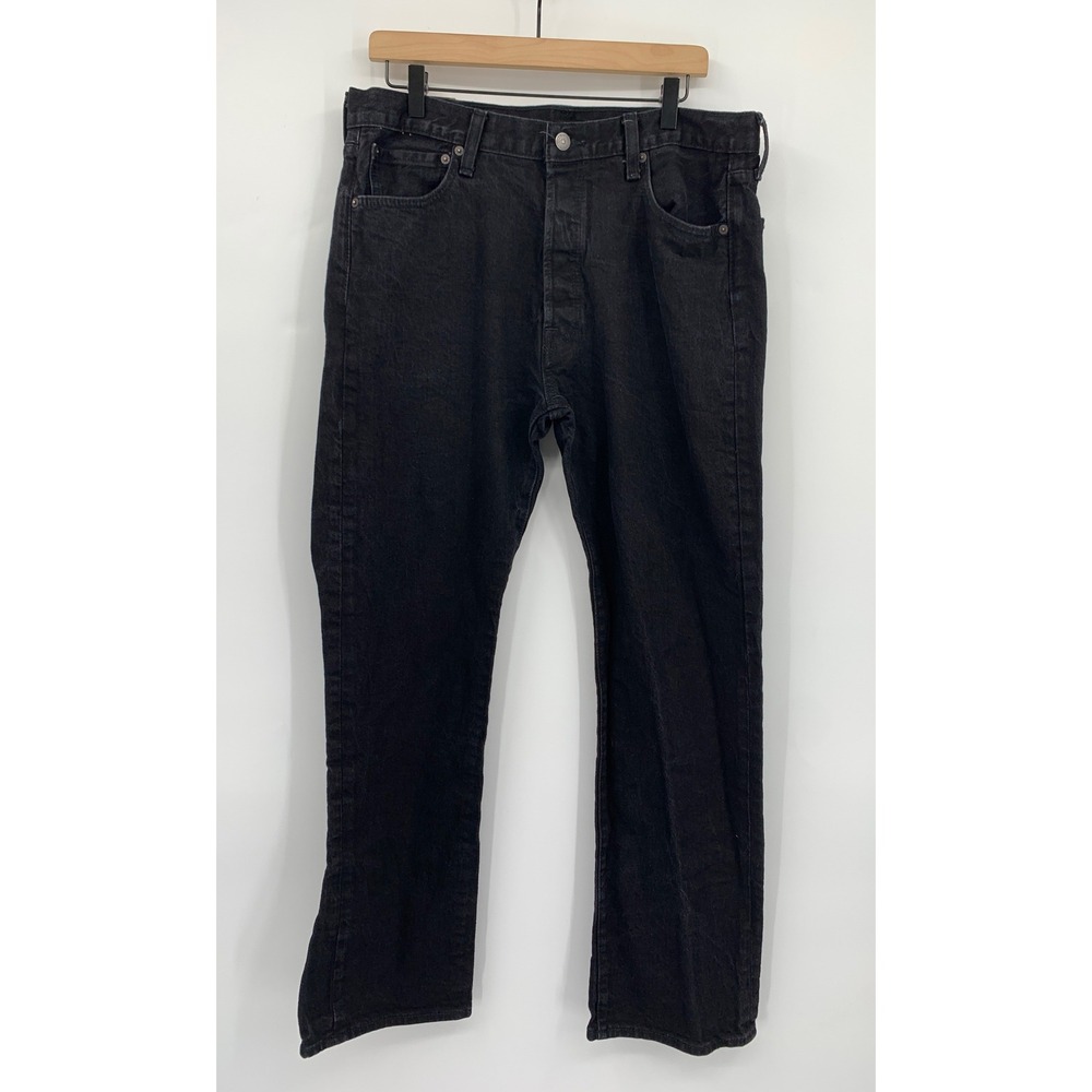 Levis 501 Jeans Mens 36x32 Black Straight Leg Button Fly Denim